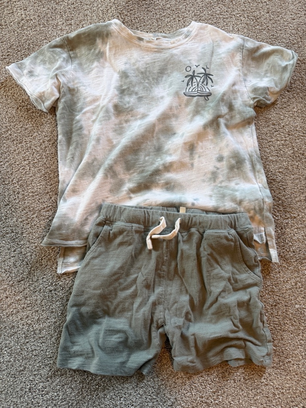 Rylee + Cru Olive Green Drawstring Lounge Shorts 6-7